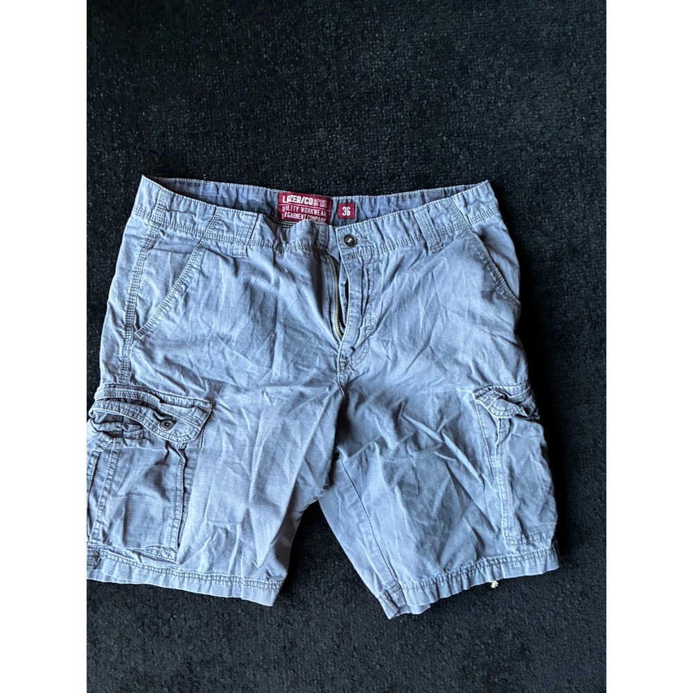 Lazer/Co Utility Workwear Cargo Shorts Gray Ripstop Mens 36 Relaxed Fit
